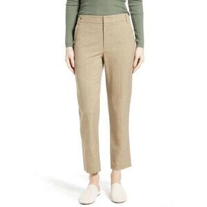 VINCE Khaki Tan Coin Pocket Linen Blend Cropped Chino Trousers Pants, Size 6